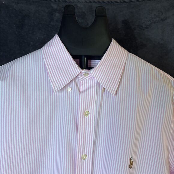 Ralph Lauren, White/Pink pinstripes, Sz 17/43 cotton, Drress shirt, VGC - Picture 5 of 10